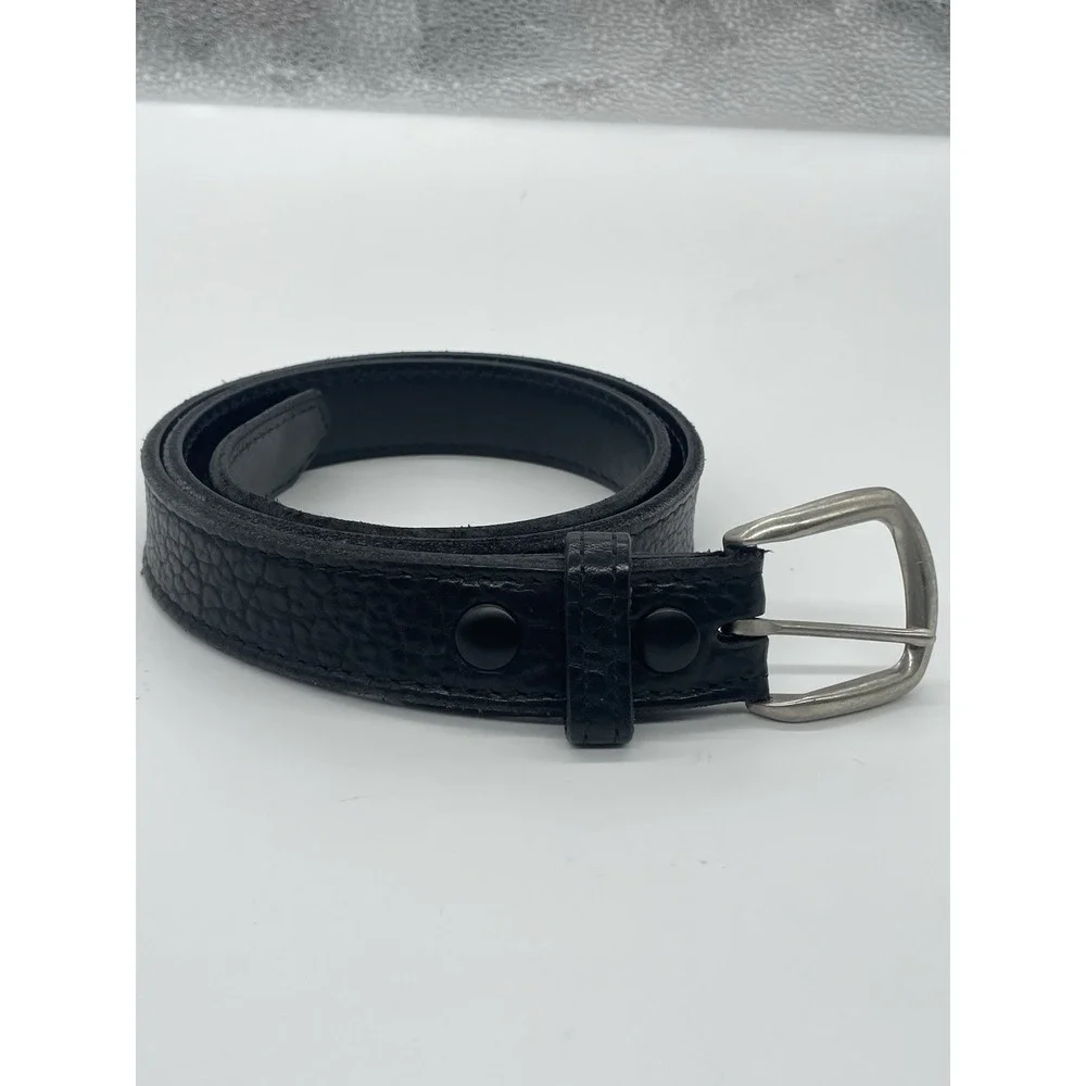 Black Shrunken Bison Leather Belt Quality USA Handcrafted Western Casual XL‎ 40